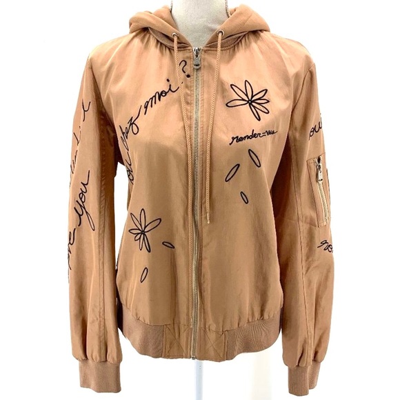 CINQ A SEPT EFFIE SATIN HOODED BOMBER JACKET